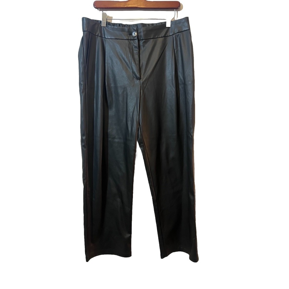 The Drop Women's Theor Vegan Leather Pants Pleated Black XL Swifty Taylor Swift